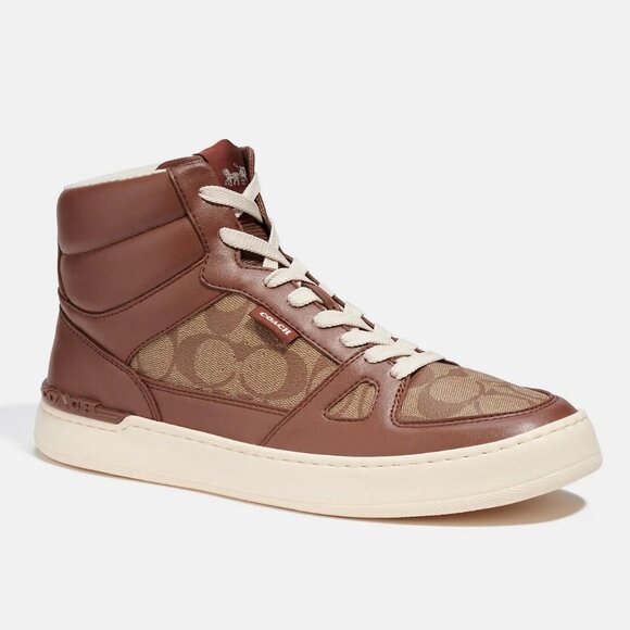 New Men's COACH Clip Court High Top Sneaker In Signature Canvas Size 10 - Picture 1 of 5